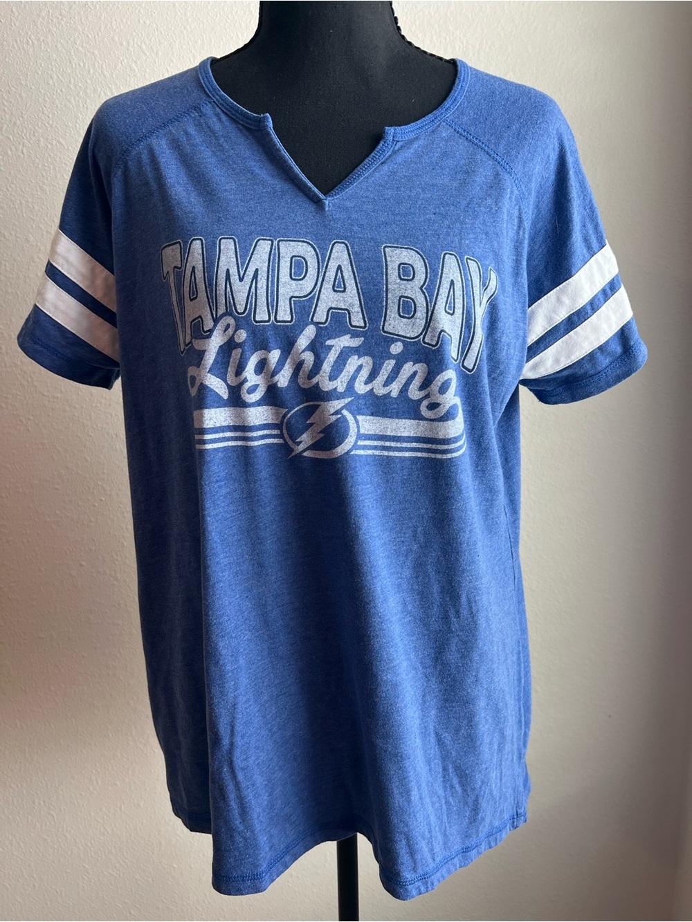 NHL Tampa Bay Lightning Blue and White Short Sleeve Tee